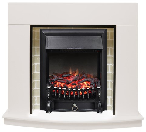 Электрокамин Montana standard с очагом Аspen Black с очагом Majestic FX M Brass/Black с очагом Fobos FX M Black
